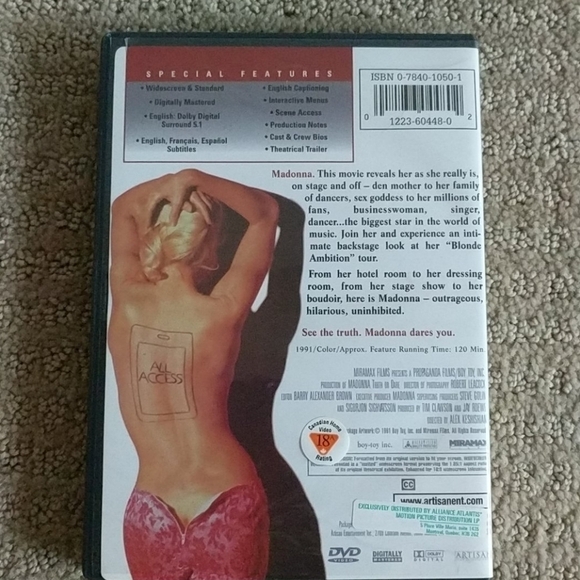 Madonna Truth Or Dare 1991 Dvd Documentary - Picture 2 of 2